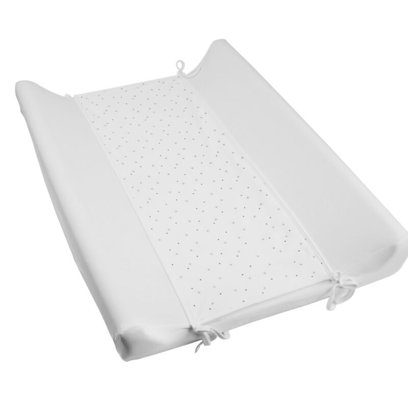 Funda para cambiador blanca con estampado de pequeñas estrellas grises. Sonpetit Barcelona.